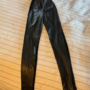 Aritzia Wilfred Free Black Faux Leather Leggings.